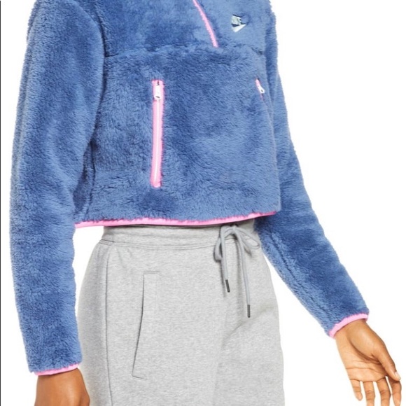 Nike crop half zip blue and pink fleece - Picture 5 of 8